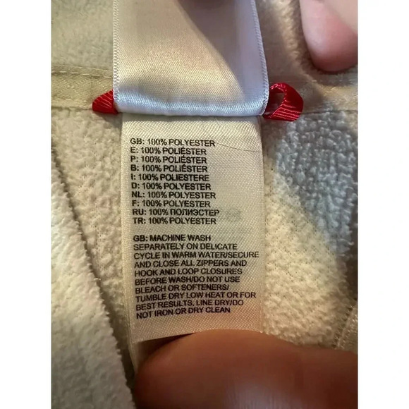 The North Face Quarter Zip Fleece Women's Size Large Cream Colored Hiking Warm - Picture 4 of 6